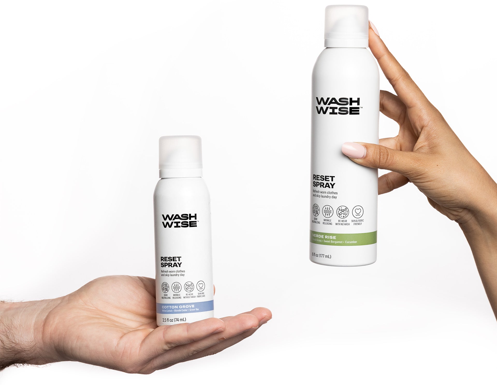 Two hands spraying resey sprays